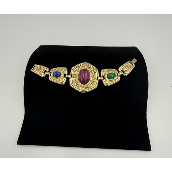 Vintage Napier Jewel-tone Cabachon Statement Bracelet - Picture 3 of 6